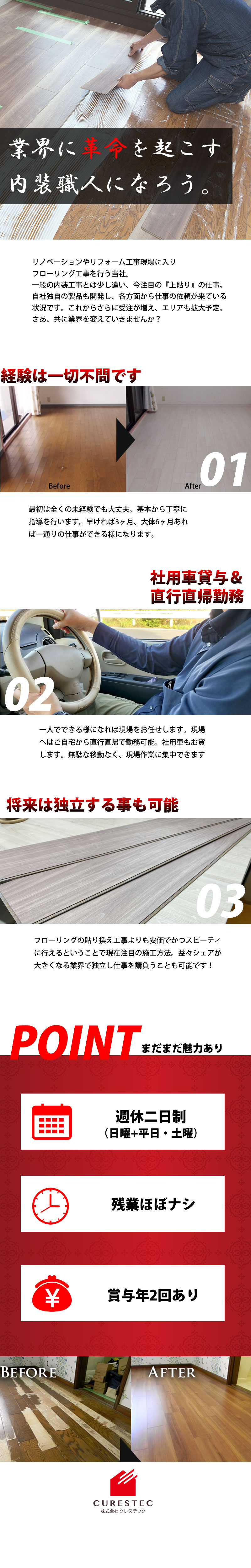 【内装仕上げ工　求人募集】-大阪市西区-　内装工事に革命を起こす、職人募集中
