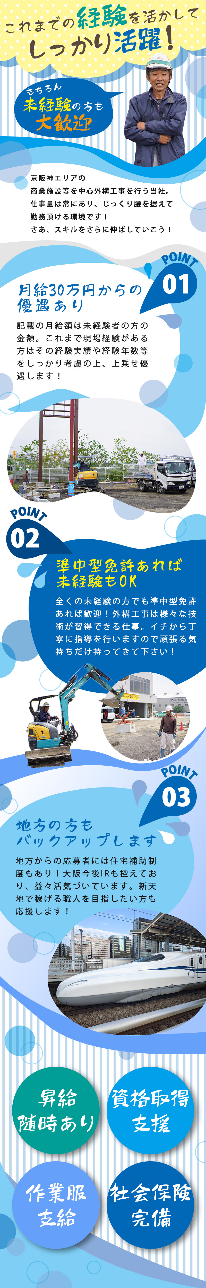 【外構工事スタッフ　求人募集】-大阪府羽曳野市-　社長の右腕となる仲間募集中!経験者は優遇あり!