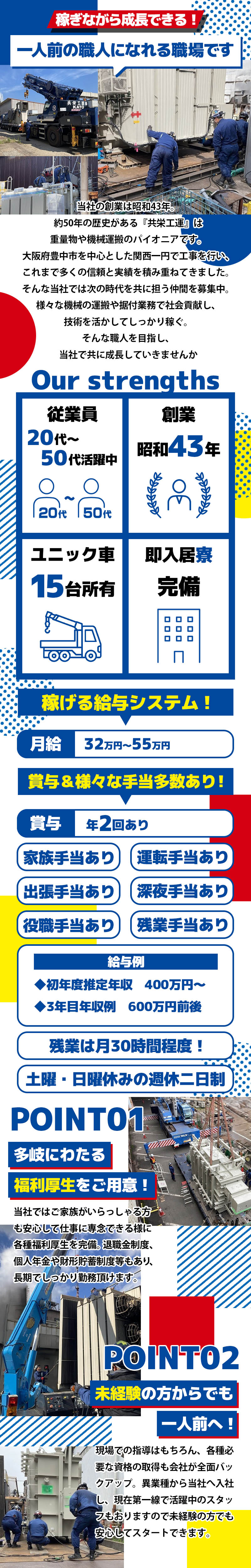 【現場作業スタッフ(機械据付工)】-大阪府豊中市-　週休二日制でON/OFF楽しみながら稼げ手に職が付く!