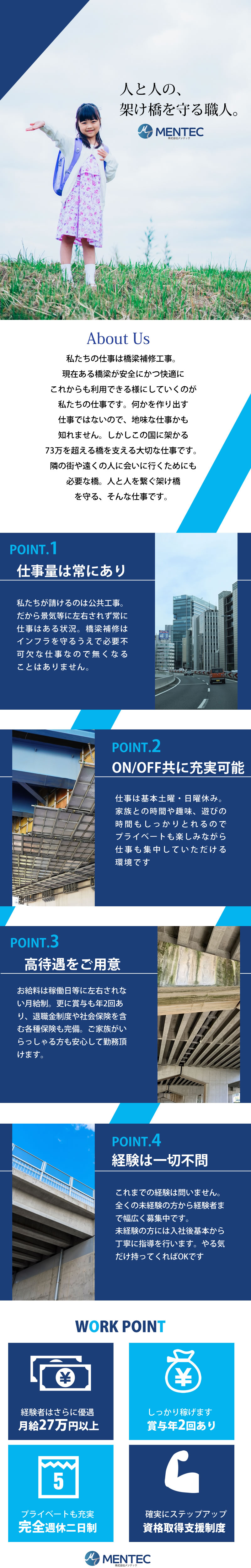 【橋梁補修(左官・塗装・防水等)工事スタッフ　求人募集】-兵庫県尼崎市-　日本の交通網を支える職人